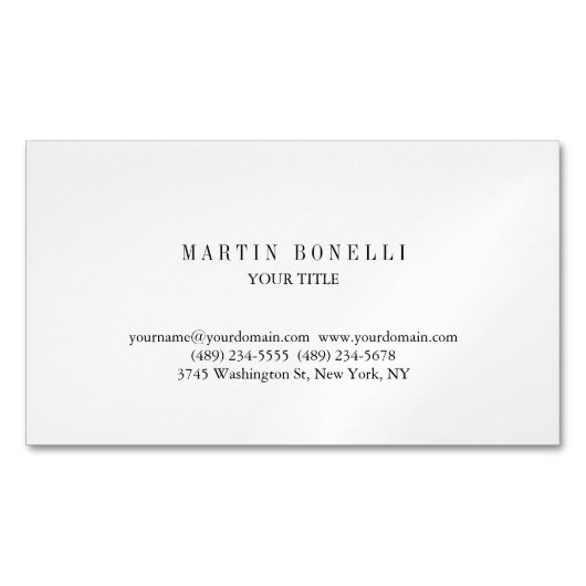 Plain Slim Professional Zwart-wit Magnetisch Visitekaartje (Voorkant)