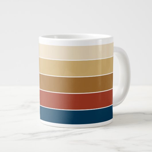 Plain Solid Colour Striped Warm Autumn Colour Extra Grote Beker (Voorkant rechts)