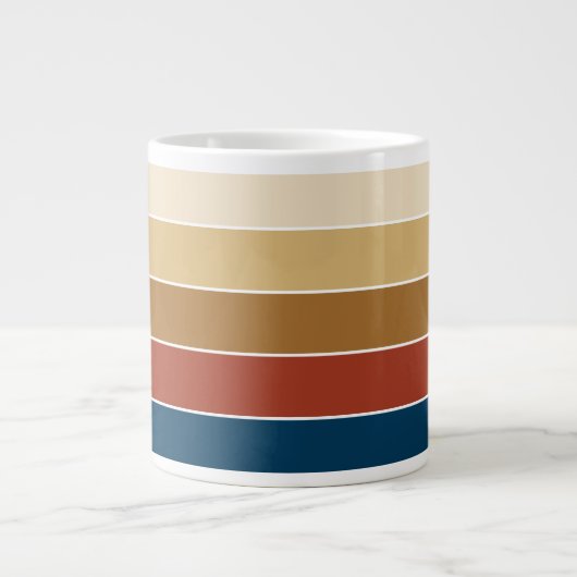Plain Solid Colour Striped Warm Autumn Colour Extra Grote Beker (Voorkant)
