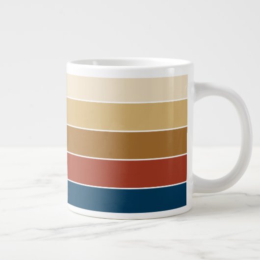 Plain Solid Colour Striped Warm Autumn Colour Extra Grote Beker (Rechts)