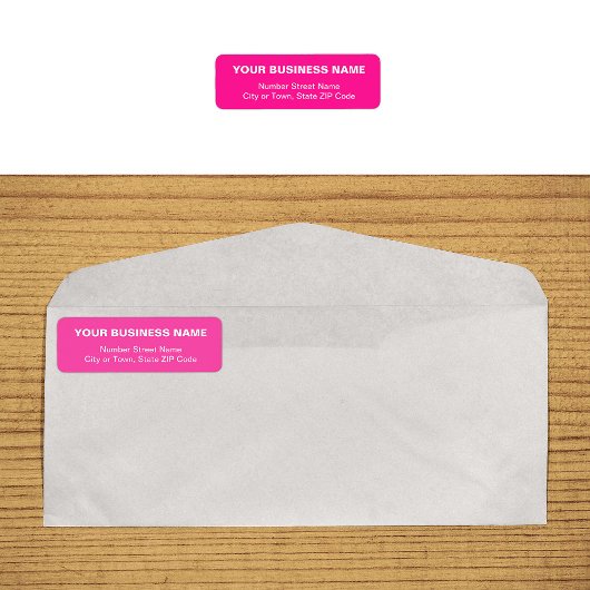 Plain Text Pink Business Retour Adreslabel Etiket