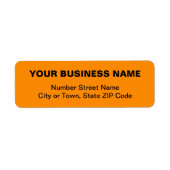 Plain Text Sinaasappel Business Return Adreslabel Etiket (Voorkant)