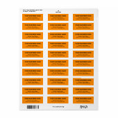 Plain Text Sinaasappel Business Return Adreslabel Etiket (Full Sheet)