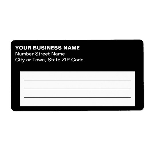 Plain Text Zwart Zakelijk Verzendlabel (Voorkant)