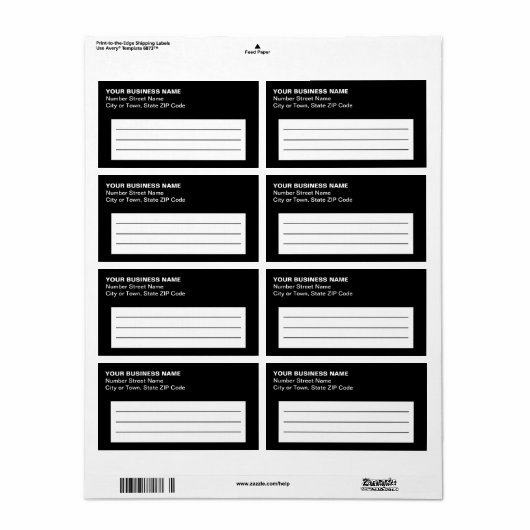 Plain Text Zwart Zakelijk Verzendlabel (Full Sheet)