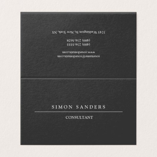 Plain Unique Minimalist Special Black Visitekaartjes (Buitenkant ongevouwen)