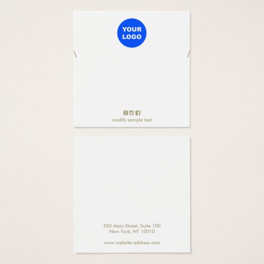 Plain Voeg uw Logo-Ketting-contrastkaart toe Vierkante Visitekaartjes (Voorkant /achterkant)