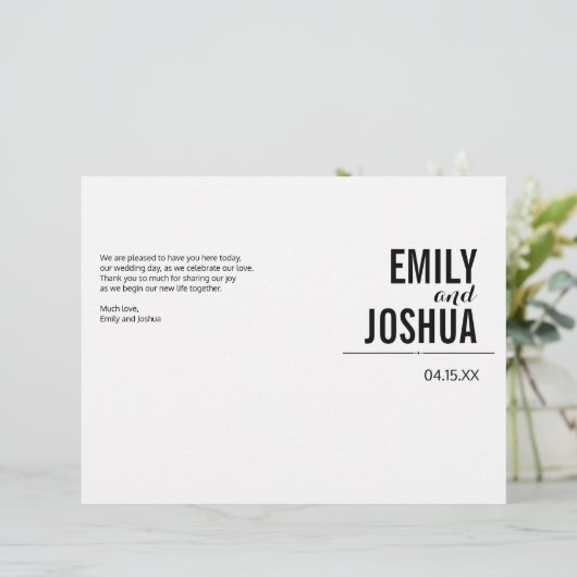 Plain Wedding Ceremony Program Custom Sjabloon (Staand voorkant)