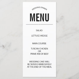 Plain Wedding Menu Custom sjabloon Eenvoudig Zwart