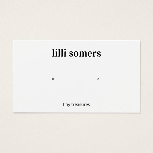 Plain White Earring Display Card Visitekaartje (Voorkant)