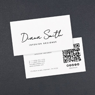 Plain White Generic Modern Minimalistische QR-code Visitekaartje