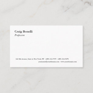 Plain White Minimalist Modern Professional Visitekaartje