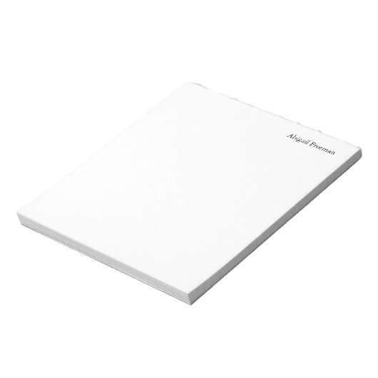 Plain White Minimalist Naam toevoegen Notitieblok (Gedraaid)