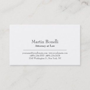 Plain White Modern Attorney bij Law Visitekaartje