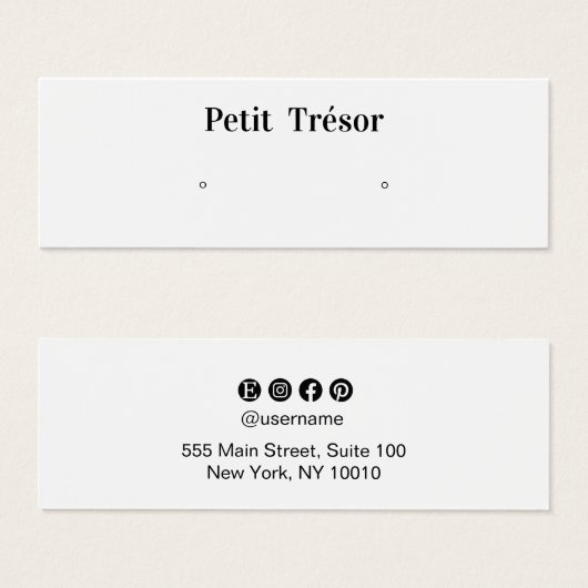 Plain White Stud Earring Display Mini Visitekaartjes (Voorkant /achterkant)