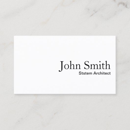Plain White System Architect Visitekaartje (Voorkant)