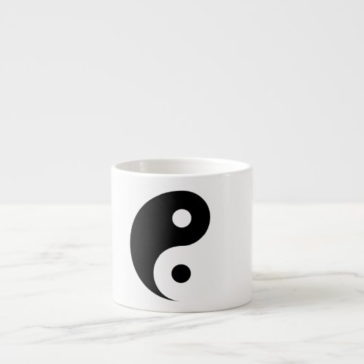 Plain Yin Yang Symbool op Light Grey Espresso Kop (Voorkant)