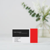 Plain Zwart Wit Rood Fotografie Visitekaartje (Staand voorkant)