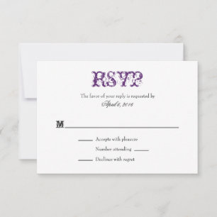 Plaine blanche violette Simple Mariage Cartes RSVP