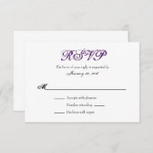 Plaine blanche violette Simple Mariage Cartes RSVP (Devant / Derrière)