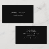 Plaine et carte de visite noir simple (Devant / Derrière)