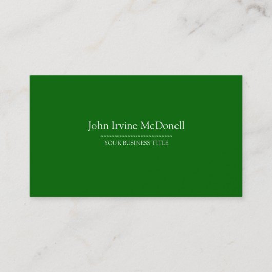 Plaine et carte de visite vert simple (Devant)