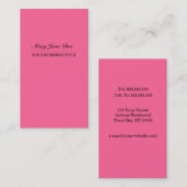 Plaine et carte de visite vertical rose simple (Devant / Derrière)