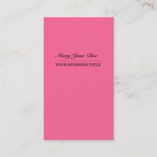 Plaine et carte de visite vertical rose simple (Devant)