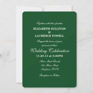 Plaine verte foncée Faire-part de mariage simple