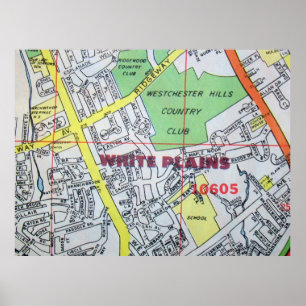 Plaines blanches, NY Carte Vintage Poster