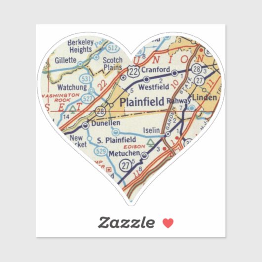 Plainfield NJ  Map Sticker (Vel)