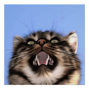 Plaintive Meow a Tabby Cat Acrylf Painting Perfect Poster