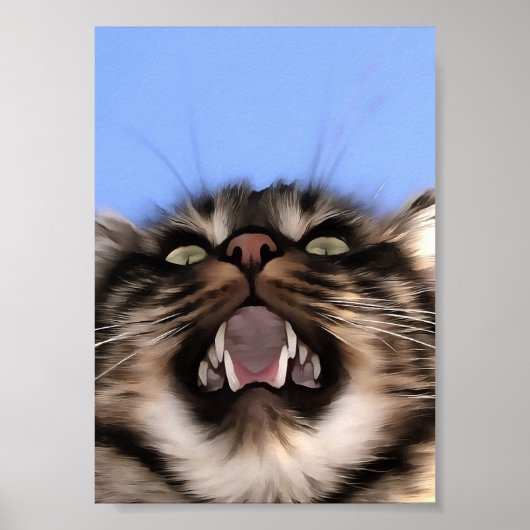Plaintive Meow a Tabby Cat Acrylf Painting Poster (Voorkant)