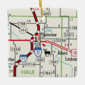 Plainview TX Road Map Keramisch Ornament (Voorkant)