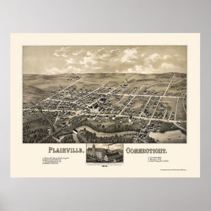 Plainville, CT Panorama Kaart - 1878 Poster