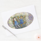 Plaisir avec les fées Art Custom Oval Stickers (Enveloppe)