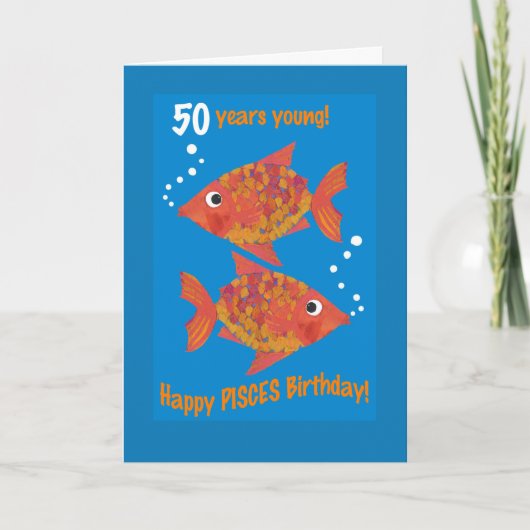 Plaisir Goldfish Poissons 50e carte anniversaire (Devant)