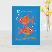 Plaisir Goldfish Poissons Carte d'anniversaire 80e (Fleur jaune)
