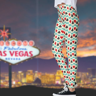 Plaisir Jouer Cartes Quartet Sur Aqua Leggings