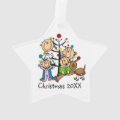 Plak Figuur Ouders, 2 Meisjes, Dog Ornament (achterkant)