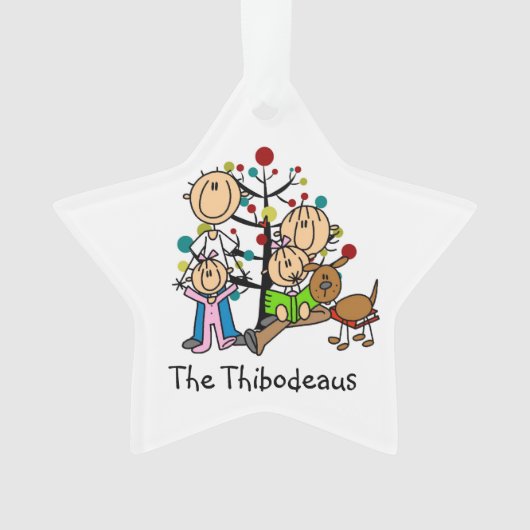 Plak Figuur Ouders, 2 Meisjes, Dog Ornament (voorkant)