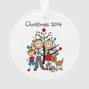 Plak Figuur Parents, Boy Dog Cat Acryllic Ornament