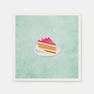 plak van cake op een groene textuur servetten