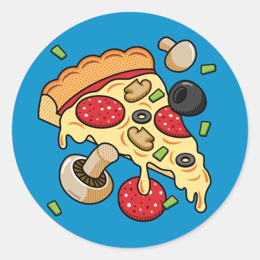 Plak van Pizza met Toppings Ronde Sticker (Voorkant)