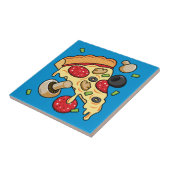 Plak van Pizza met Toppings Tegeltje (Zijkant)