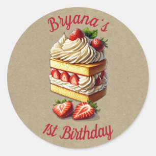 Plakje Aardbeien Strawberry Shortcake Ronde Sticker