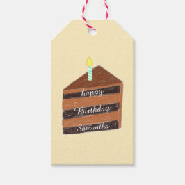 plakje chocoladetaart cadeaulabel