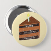 plakje chocoladetaart ronde button 4,0 cm (Voorkant /achterkant)
