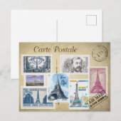 Plakken postzegels Eiffeltoren Briefkaart (Voorkant / Achterkant)
