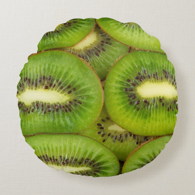 plakken van verse en rijpe kiwi's in rowbruin,c rond kussen (Voorkant)